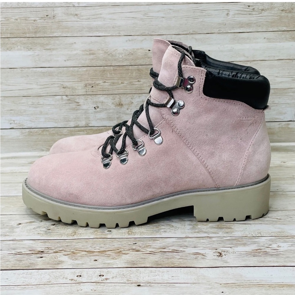 Vagabond Pink Suede Lace-Up Hiking Boots